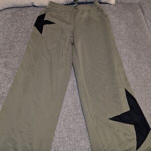 Olive Green Pants with Black Star Accents
